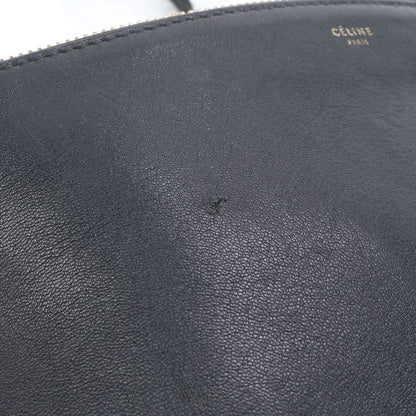 Celine Trio Leather Shoulder Bag Crossbody Genuine Leather Black Women ERM