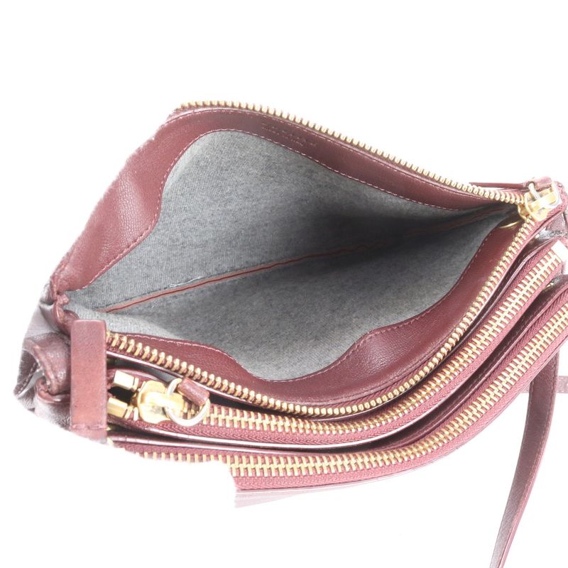 Celine Trio Wine Red Leather Shoulder Bag Crossbody Genuine Leather Women ERM