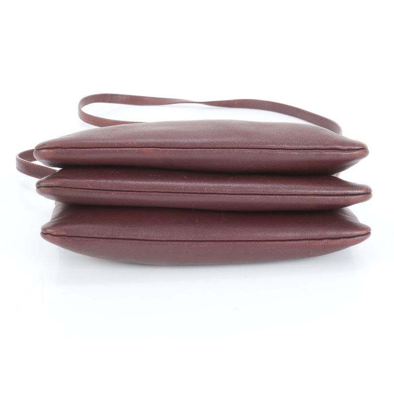 Celine Trio Wine Red Leather Shoulder Bag Crossbody Genuine Leather Women ERM