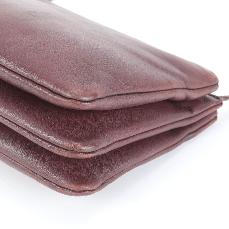 Celine Trio Wine Red Leather Shoulder Bag Crossbody Genuine Leather Women ERM