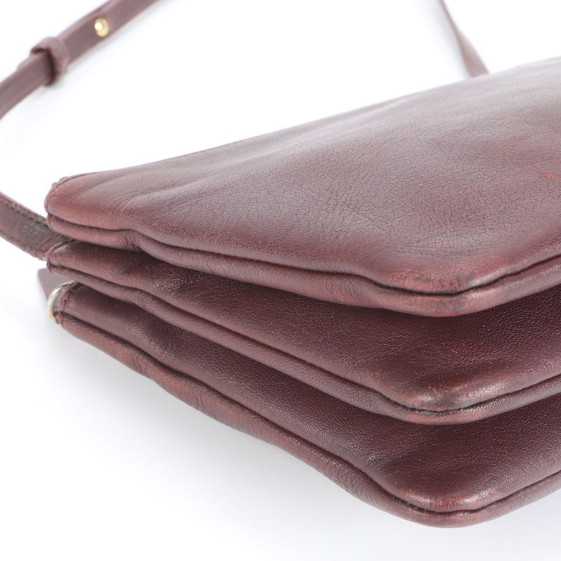 Celine Trio Wine Red Leather Shoulder Bag Crossbody Genuine Leather Women ERM