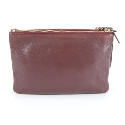 Celine Trio Wine Red Leather Shoulder Bag Crossbody Genuine Leather Women ERM