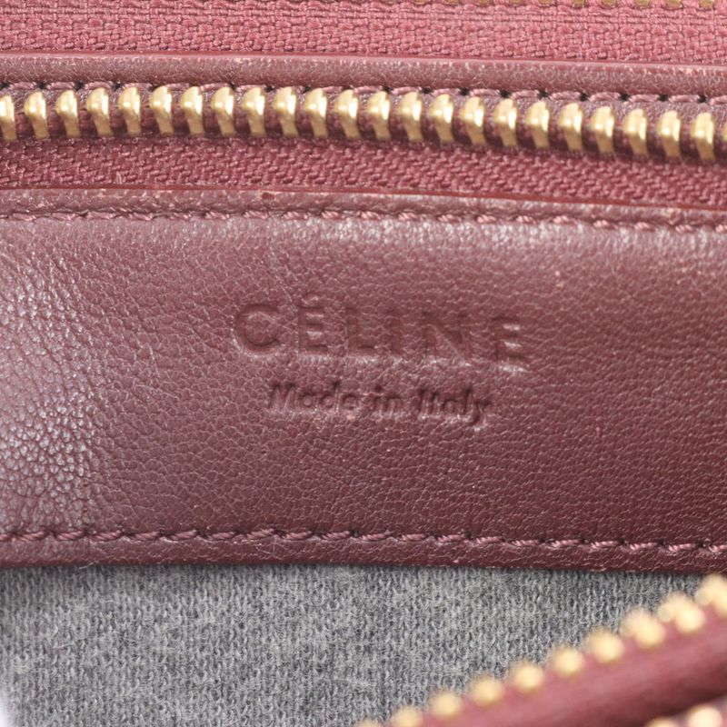 Celine Trio Wine Red Leather Shoulder Bag Crossbody Genuine Leather Women ERM