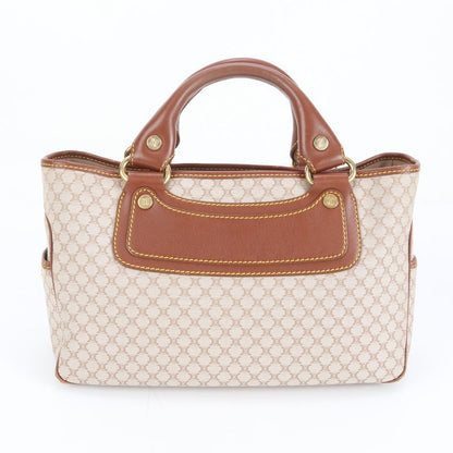 Celine Macadam Leather Handbag Tote Genuine Leather Brown Women's EEM Da33-9