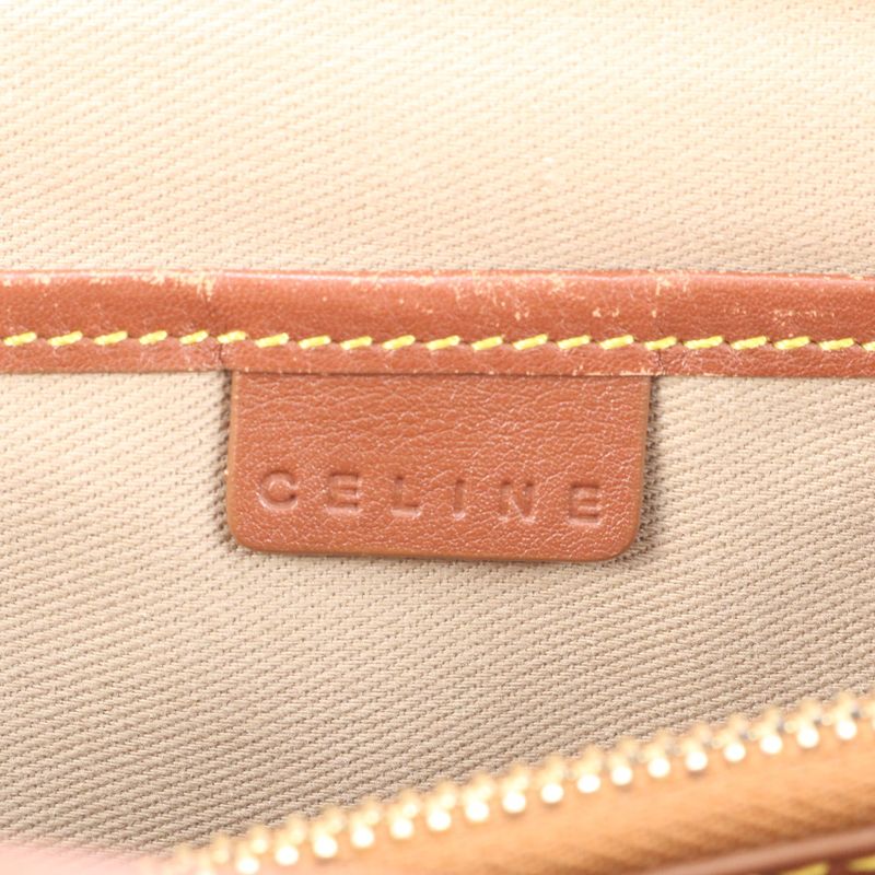 Celine Macadam Leather Handbag Tote Genuine Leather Brown Women's EEM Da33-9