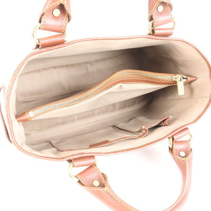 Celine Macadam Leather Handbag Tote Genuine Leather Brown Women's EEM Da33-9