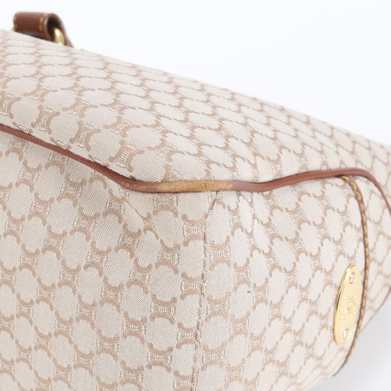 Celine Macadam Leather Handbag Tote Genuine Leather Brown Women's EEM Da33-9