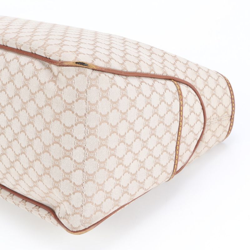 Celine Macadam Leather Handbag Tote Genuine Leather Brown Women's EEM Da33-9