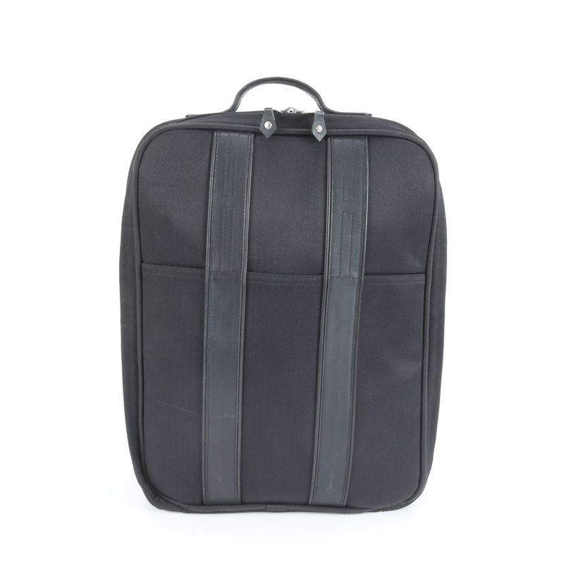 Hermes Acapulco Leather Canvas Suitcase Carry Case Bag Business Travel Black