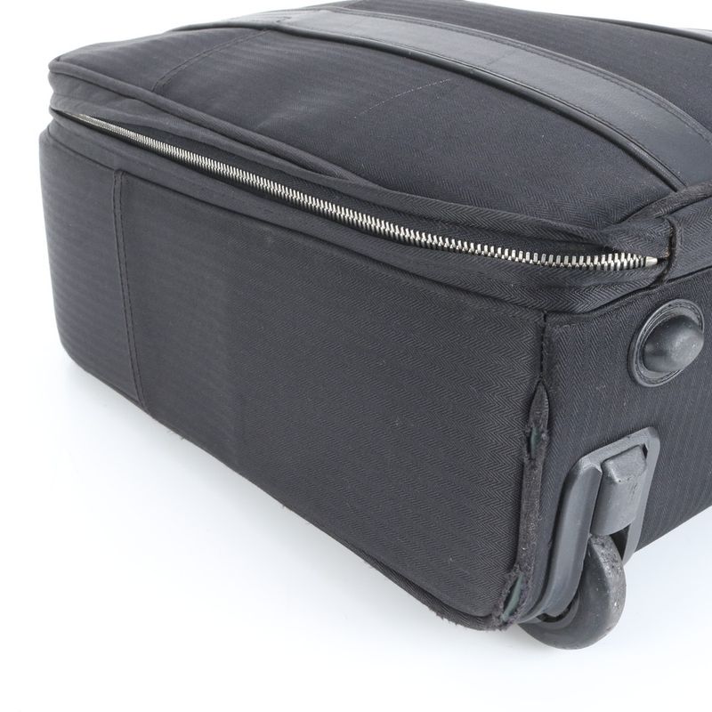 Hermes Acapulco Leather Canvas Suitcase Carry Case Bag Business Travel Black