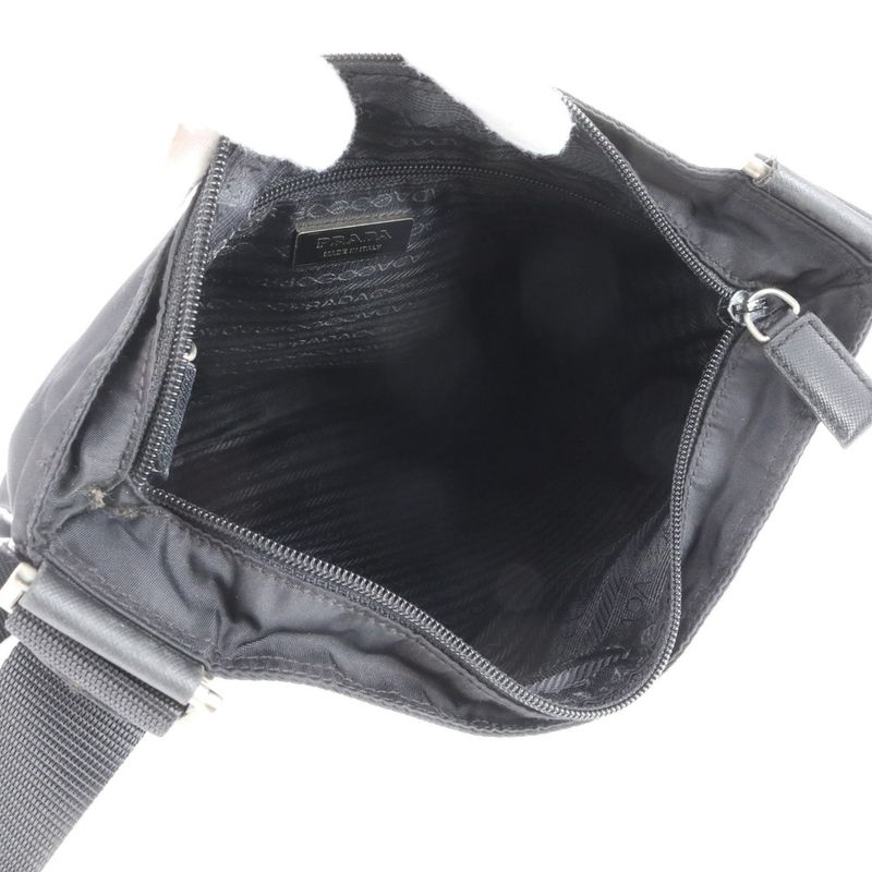 Prada Tessuto Nylon Triangle Logo Shoulder Bag Crossbody Messenger Black Men's