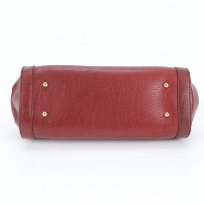 Gucci Bamboo 114993 Leather Shoulder Bag Shoulder Red Tote Hand Genuine Leather