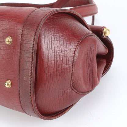 Gucci Bamboo 114993 Leather Shoulder Bag Shoulder Red Tote Hand Genuine Leather