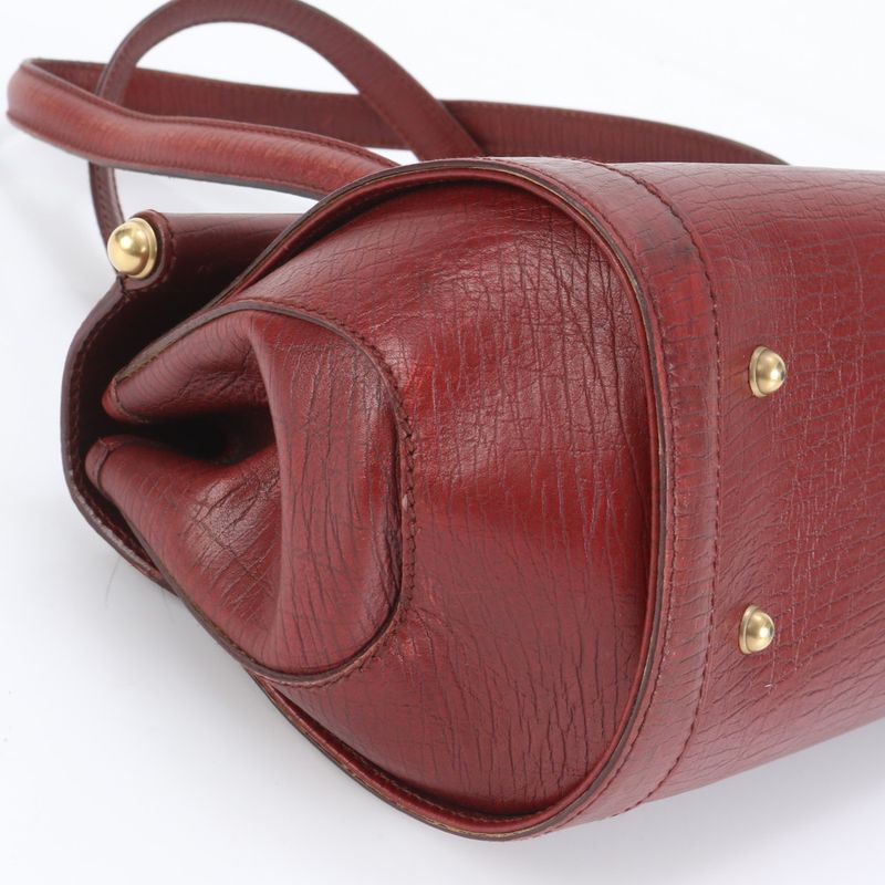 Gucci Bamboo 114993 Leather Shoulder Bag Shoulder Red Tote Hand Genuine Leather