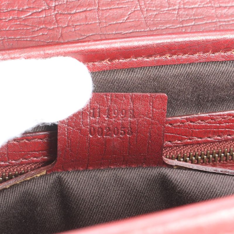 Gucci Bamboo 114993 Leather Shoulder Bag Shoulder Red Tote Hand Genuine Leather