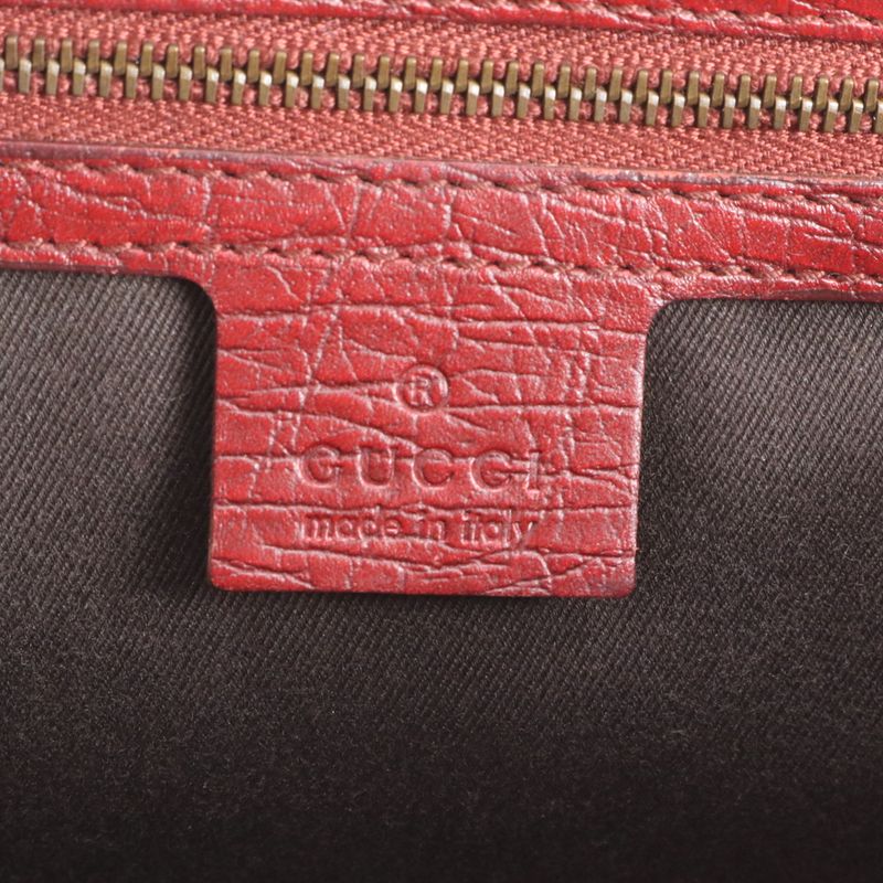 Gucci Bamboo 114993 Leather Shoulder Bag Shoulder Red Tote Hand Genuine Leather