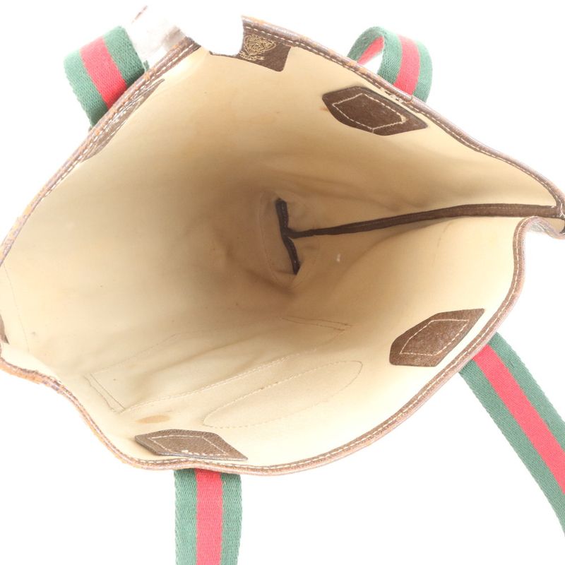 Vintage Gucci GG Supreme Sherry Line Leather Tote Bag Shoulder Commute A4 Men