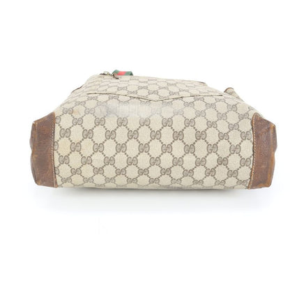 Vintage Gucci GG Supreme Sherry Line Leather Tote Bag Shoulder Commute A4 Men