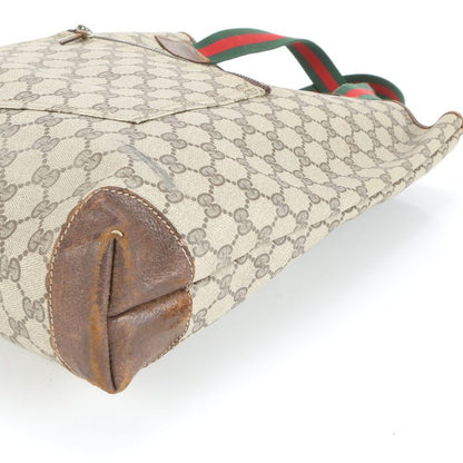 Vintage Gucci GG Supreme Sherry Line Leather Tote Bag Shoulder Commute A4 Men