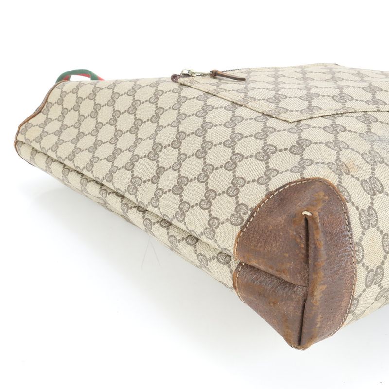 Vintage Gucci GG Supreme Sherry Line Leather Tote Bag Shoulder Commute A4 Men