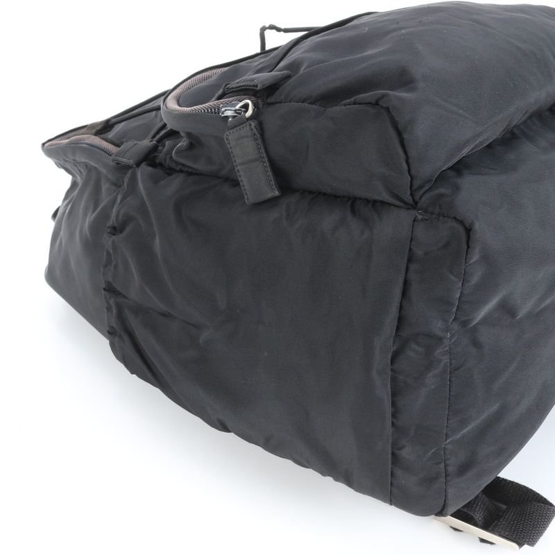 Prada Tessuto Nylon Triangle Logo Backpack Sac Shoulder Bag Business Black