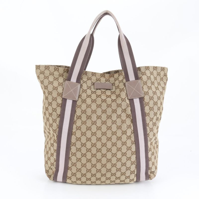 Gucci GG Canvas Sherry Line 189669 Tote Bag Shoulder Commuter Brown A4 Men