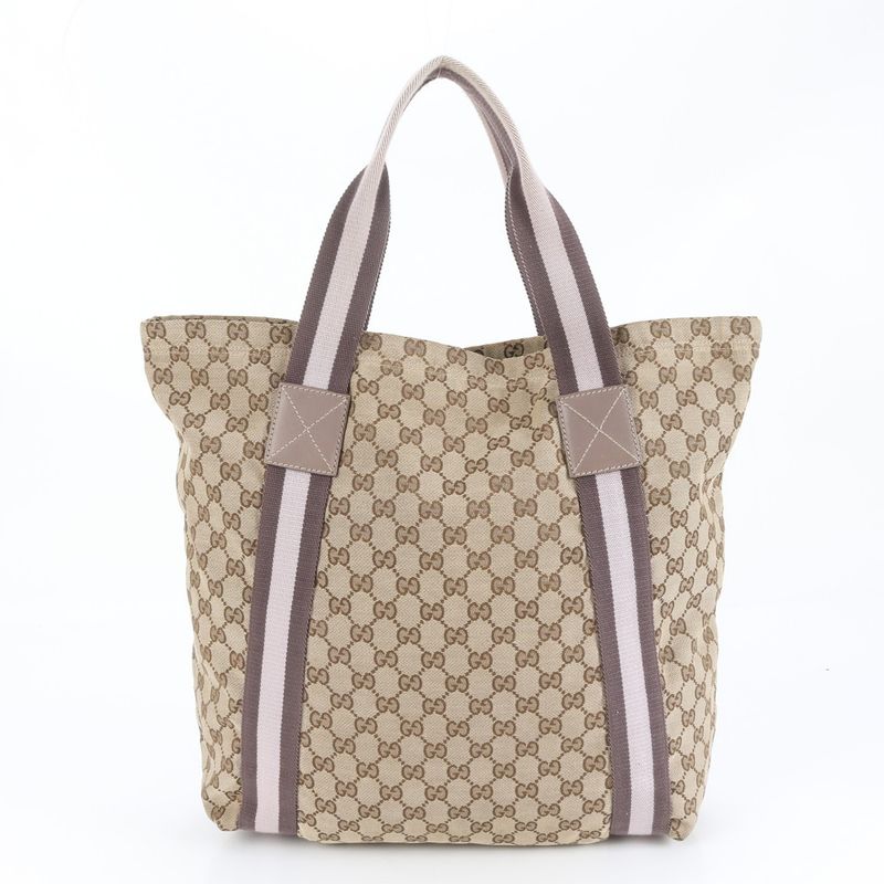 Gucci GG Canvas Sherry Line 189669 Tote Bag Shoulder Commuter Brown A4 Men