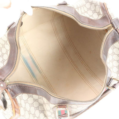 Vintage Gucci GG Supreme Sherry Line Leather Boston Bag Business Travel Tote