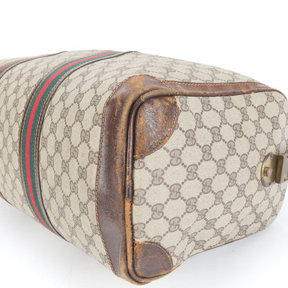 Vintage Gucci GG Supreme Sherry Line Leather Boston Bag Business Travel Tote