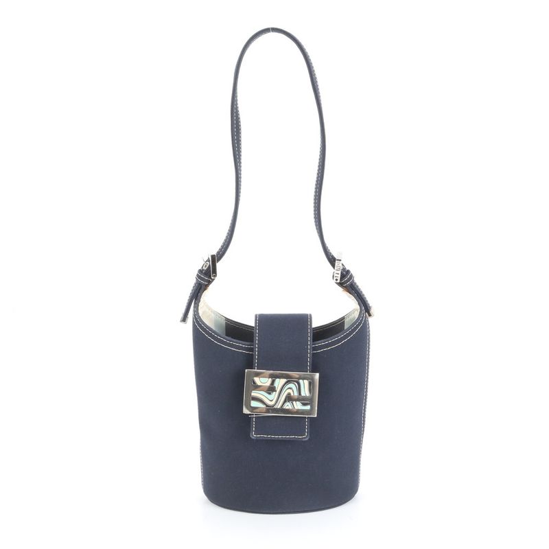 Unused Fendi Mamma Bucket Denim One Shoulder Bag Shoulder Hand Navy Blue