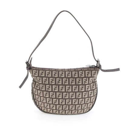 Fendi Zucchino Leather Shoulder Bag With Hologram Seal Shoulder Genuine Leather