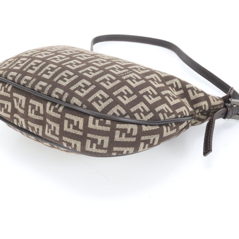 Fendi Zucchino Leather Shoulder Bag With Hologram Seal Shoulder Genuine Leather