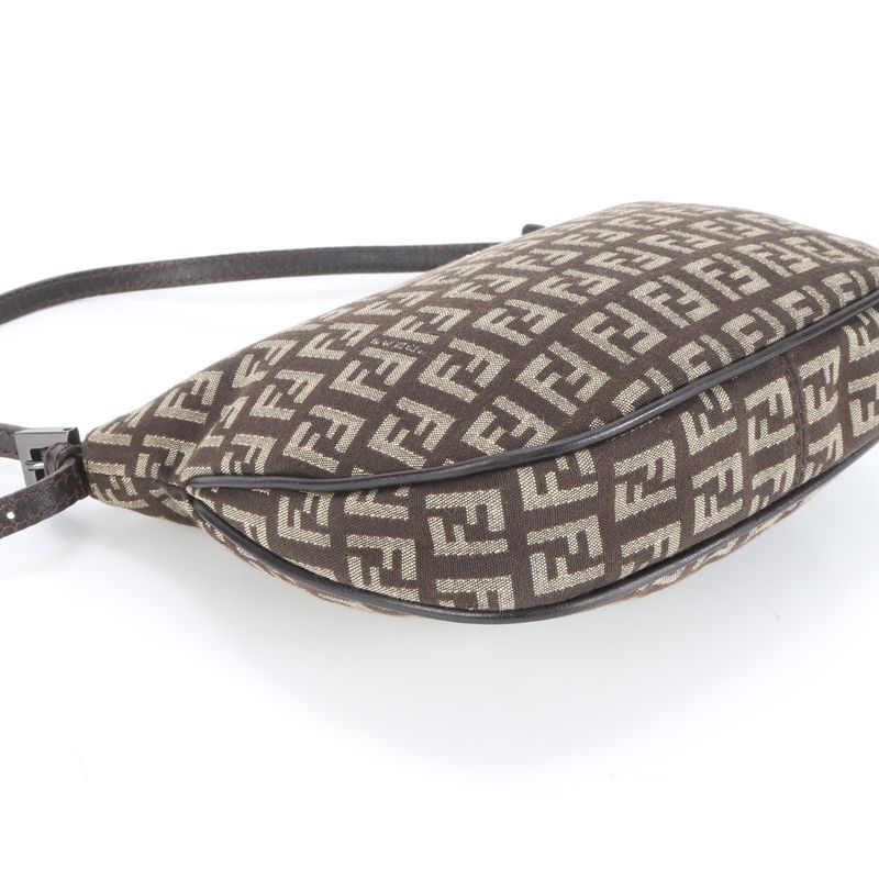 Fendi Zucchino Leather Shoulder Bag With Hologram Seal Shoulder Genuine Leather