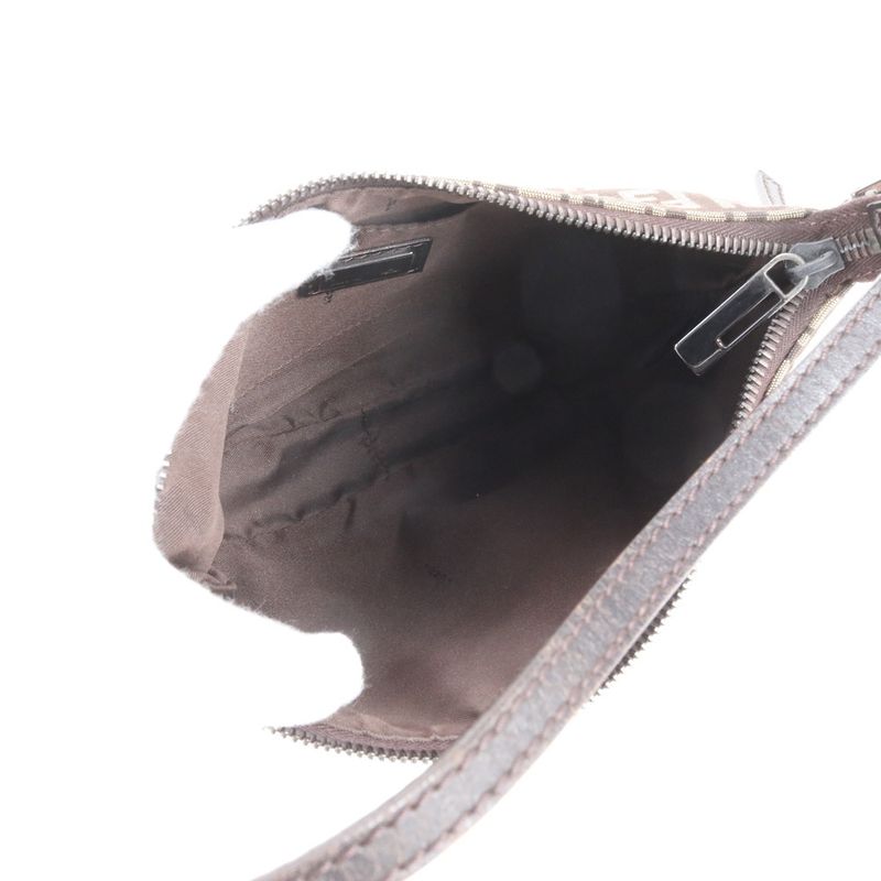 Fendi Zucchino Leather Shoulder Bag With Hologram Seal Shoulder Genuine Leather