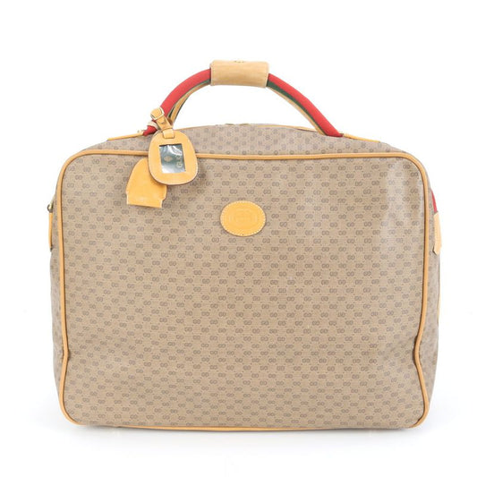 Vintage Gucci Micro GG Leather Boston Bag Business Travel Carry Brown A4 Men's