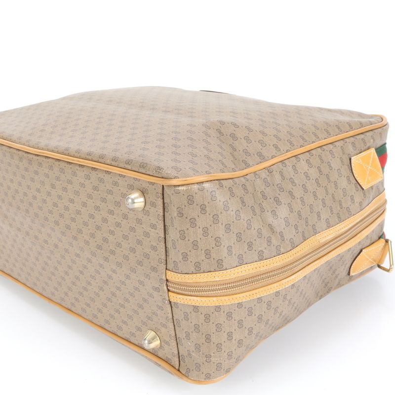 Vintage Gucci Micro GG Leather Boston Bag Business Travel Carry Brown A4 Men's