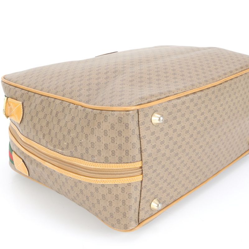 Vintage Gucci Micro GG Leather Boston Bag Business Travel Carry Brown A4 Men's