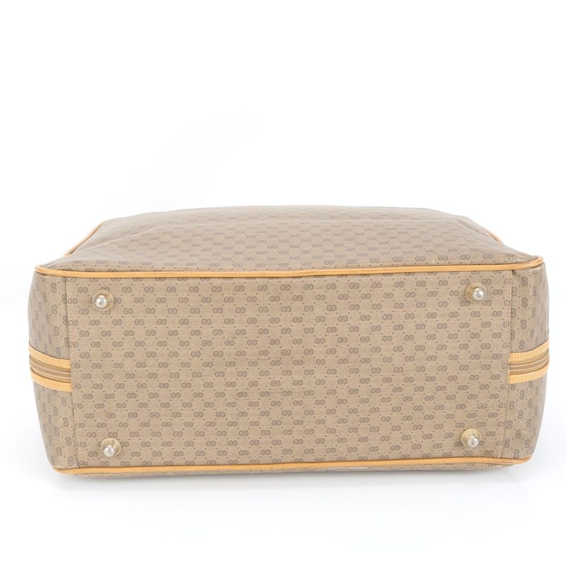 Vintage Gucci Micro GG Leather Boston Bag Business Travel Carry Brown A4 Men's