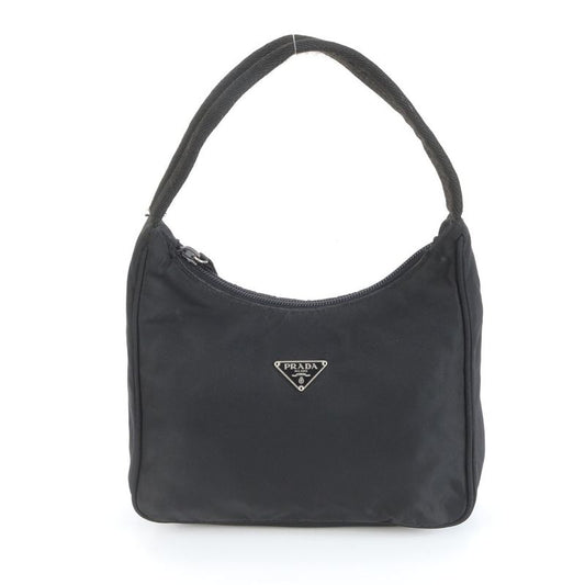 Prada Tessuto Nylon Triangle Logo Handbag Tote Black Women's RRM Da22-6