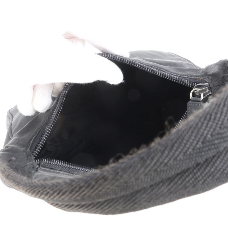 Prada Tessuto Nylon Triangle Logo Handbag Tote Black Women's RRM Da22-6