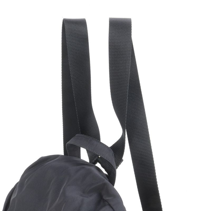 Prada Tessuto Nylon Triangle Logo Leather Backpack Sac Shoulder Bag Black