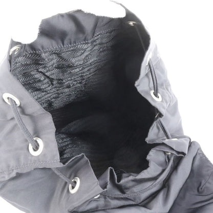 Prada Tessuto Nylon Triangle Logo Leather Backpack Sac Shoulder Bag Black