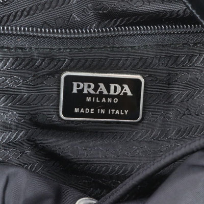 Prada Tessuto Nylon Triangle Logo Leather Backpack Sac Shoulder Bag Black