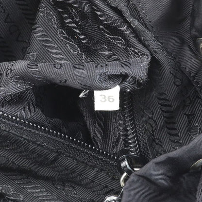 Prada Tessuto Nylon Triangle Logo Leather Backpack Sac Shoulder Bag Black