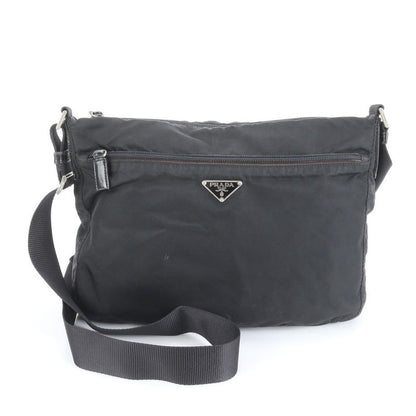Prada Tessuto Nylon Triangle Logo Shoulder Bag Crossbody Messenger Black Men's