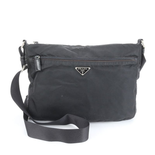 Prada Tessuto Nylon Triangle Logo Shoulder Bag Crossbody Messenger Black Men's