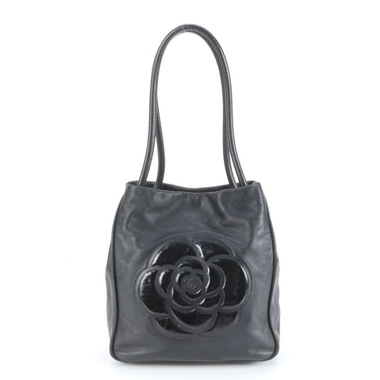 Chanel With Serial Seal Camellia Coco Mark Lambskin Leather Tote Bag Shoulder