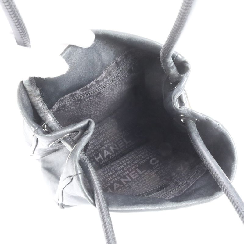 Chanel With Serial Seal Camellia Coco Mark Lambskin Leather Tote Bag Shoulder