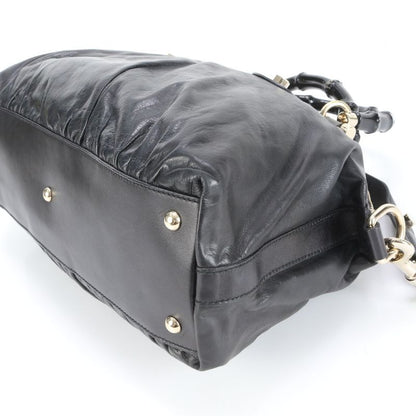 Gucci Bamboo 189867 Leather 2WAY Shoulder Bag Crossbody Hand Tote Genuine