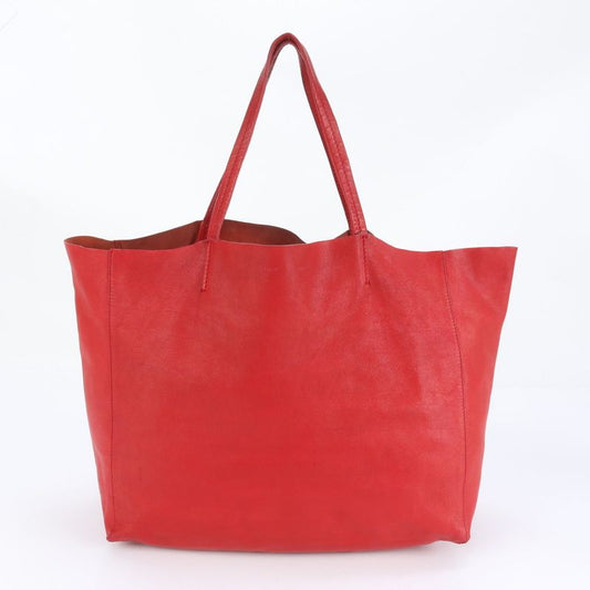Celine Cabas Horizontal Red Leather Tote Bag Shoulder Genuine Leather A4 Ladies